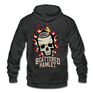 Scattered Hamlet Flaming Skull Hoodie! - charcoal grey