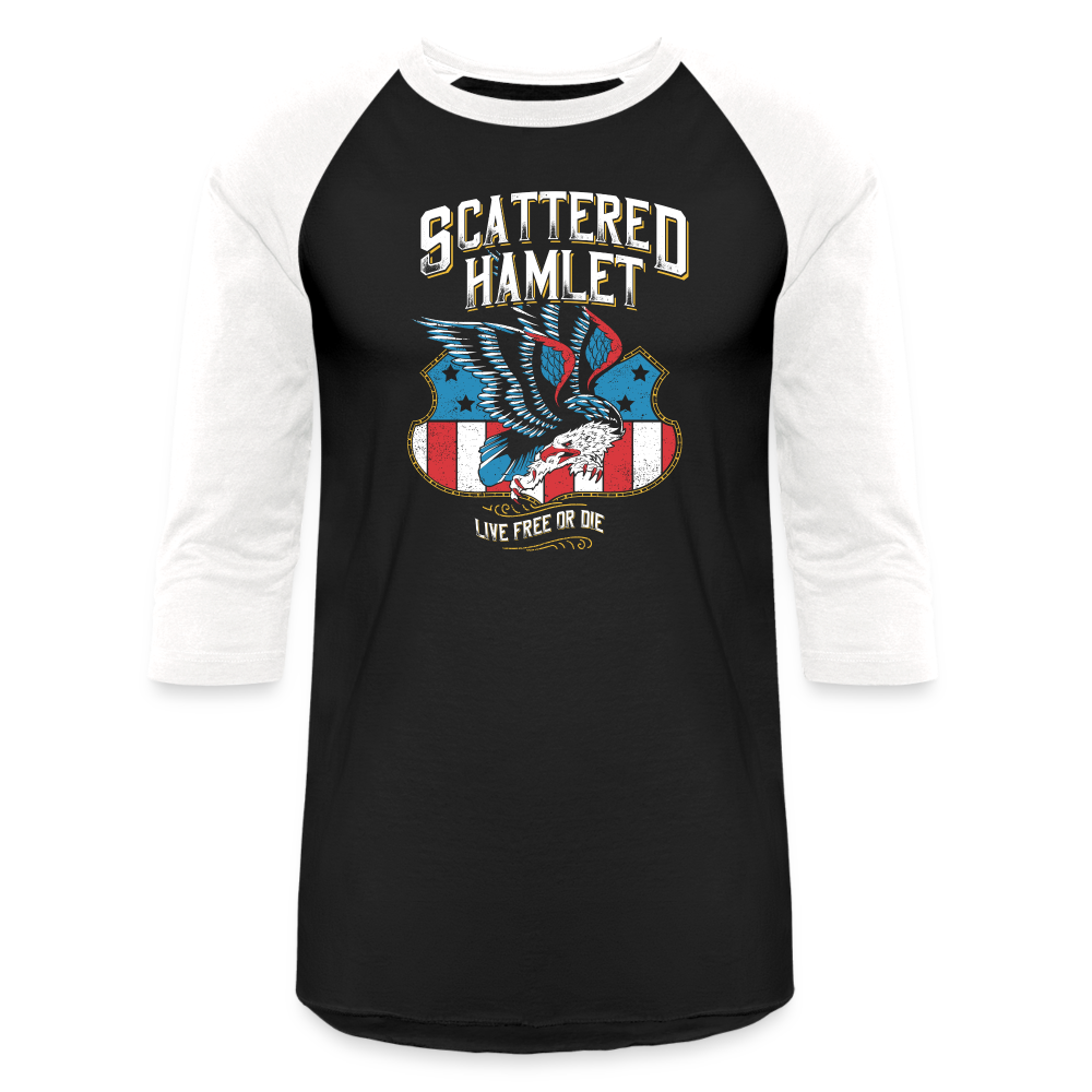 Scattered Hamlet Live Free or Die Baseball T-Shirt - black/white