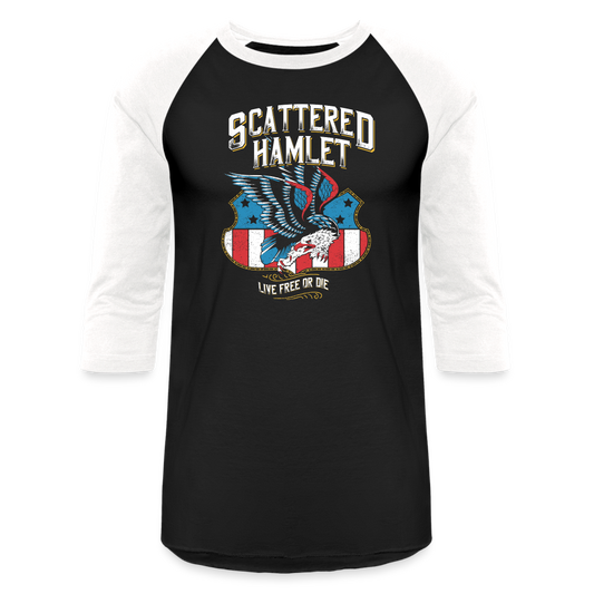 Scattered Hamlet Live Free or Die Baseball T-Shirt - black/white