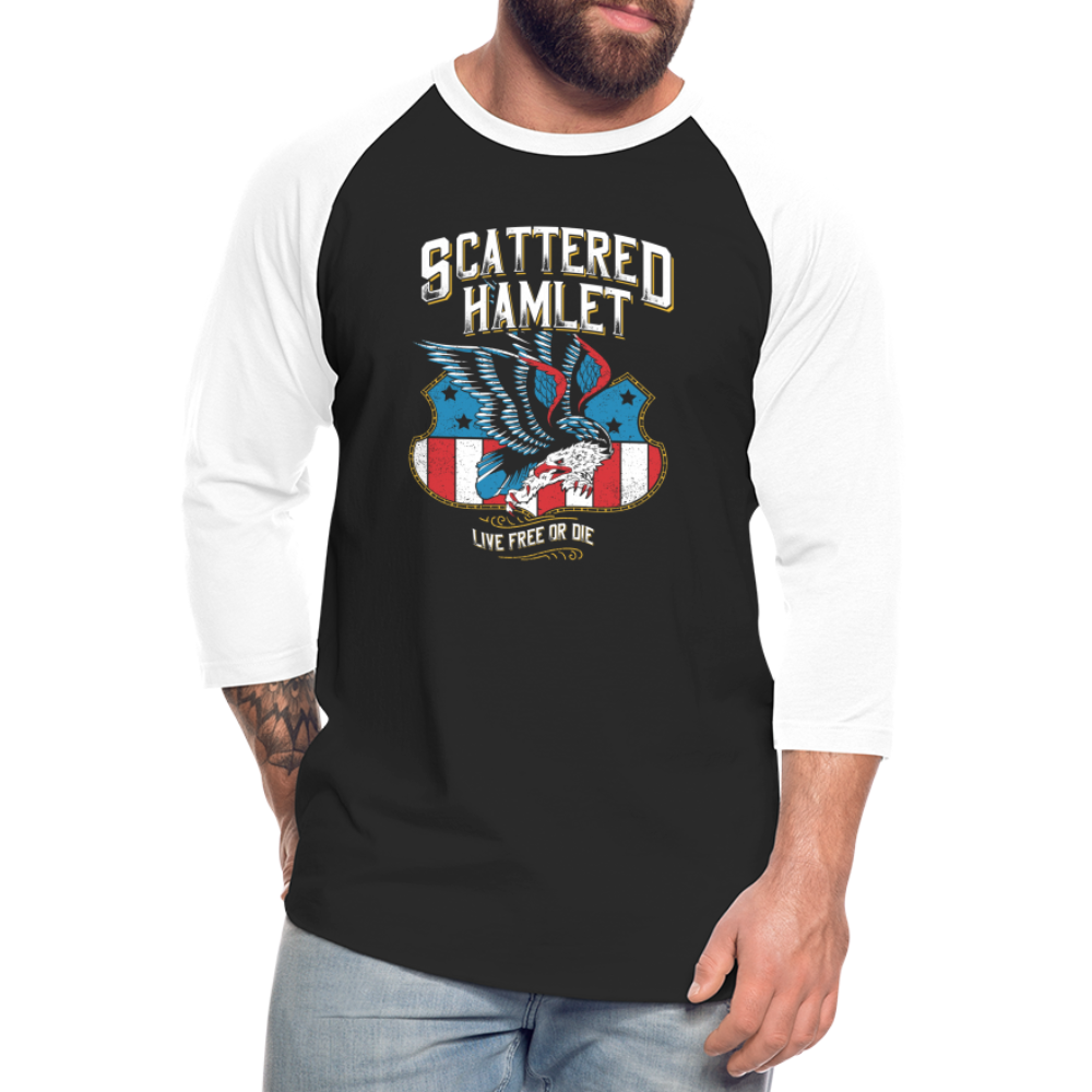 Scattered Hamlet Live Free or Die Baseball T-Shirt - black/white