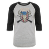 Scattered Hamlet Deer Skull Baseball T-Shirt - heather gray/black