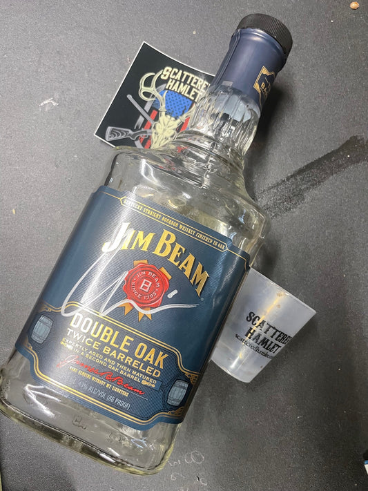 Scattered Hamlet Signed Jim Beam Bottle and Shot Glass