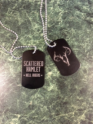 Scattered Hamlet Engraved Dog Tags + Chains
