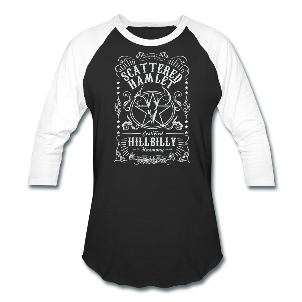 Whiskey Label Baseball T-Shirt - black/white