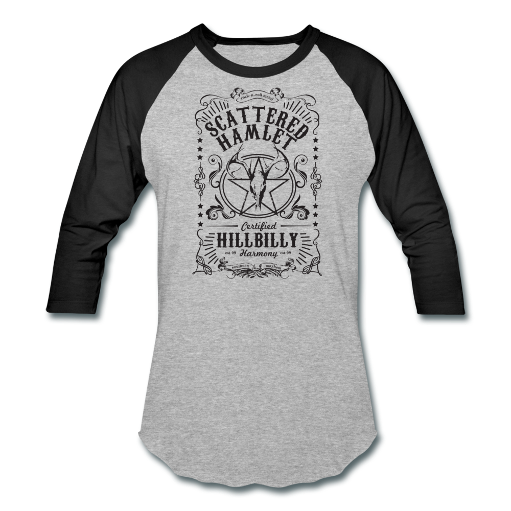 Whiskey Label Baseball T-Shirt - Grey & Black - heather gray/black