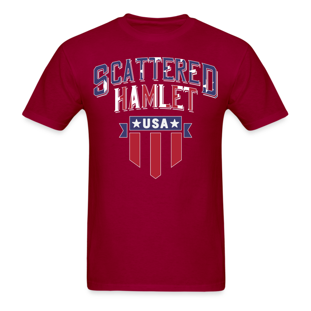 4th of July Scattered Hamlet T-Shirt - dark red
